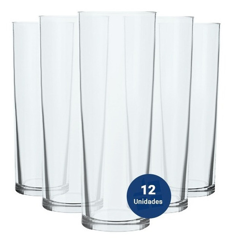 Set X 12 Vasos Vidrio Bermudas Trago Largo 290 Ml Rigolleau Color Transparente