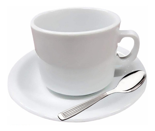 Set 1 Taza Desayuno Con Plato Y 1 Cuchara Acero Inoxidable