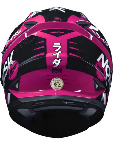 Capacete Moto Norisk Ff302 Tokyo Rosa Oculos Interno Preto Tokyo 58
