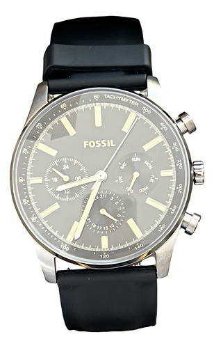 Reloj de pulsera Fossil Bq2746 para hombre, correa de silicona negra