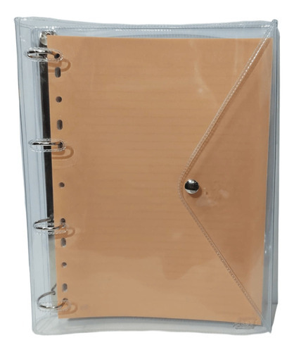 Univ. Libreta de encuadernación anillada, PVC, pastel, 96 fls + 6 div, color naranja