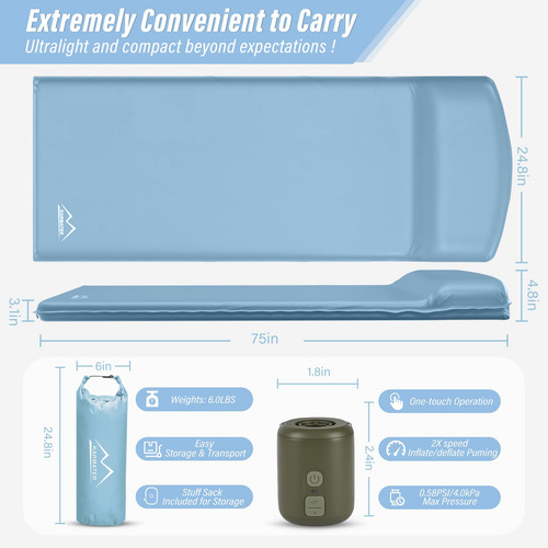 Almohadilla De Dormir Autoinflable Ultra Gruesa 3.1