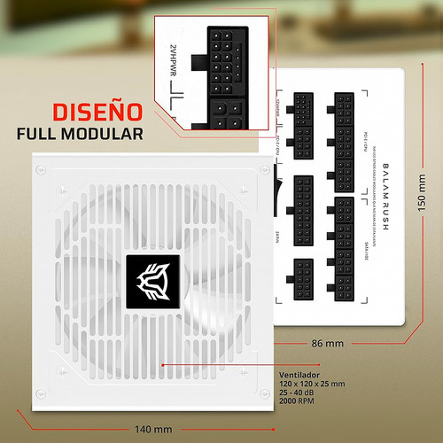 Fuente De Poder Pc 750w Balam Rush Gr Burst Gr750g Modular