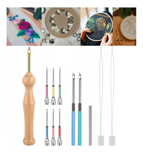 9 Needles Magic Bordado Set,caja Y Cambiador Cabeza Roscador