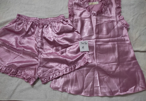 Ropa De Dormir Pijamas Satinada Blusa Y Short