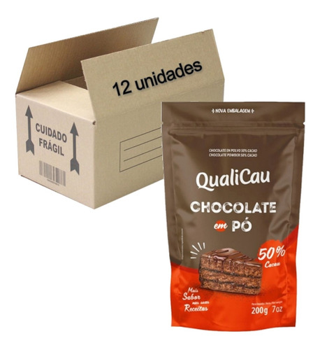 Chocolate Em Pó 50% Cacau Qualicau 200g (12 Unidades)