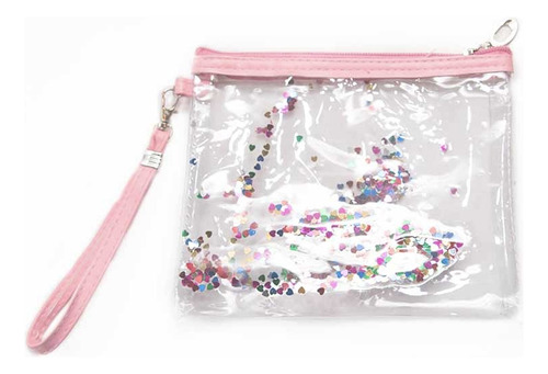 Porta Cosméticos Glitter Transparente De Pvc Con Correa