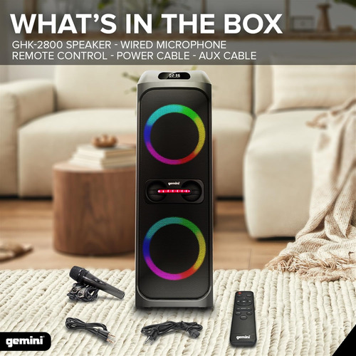 Altavoz De Fiesta Con Luces Led, Graves Y Bluetooth