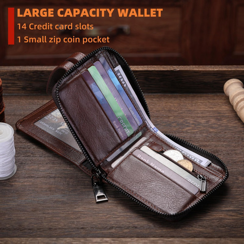 Bullcaptain Cartera De Cuero Genuino Para Hombre Con Cremall