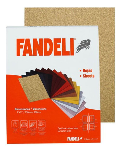 50pz Lija Madera Fandeli Grano 80 Alta Resistencia 9 X 11