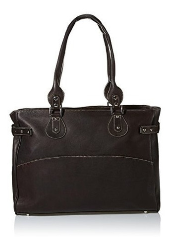 Piel Leather Large Ladies Side Strap Tote Chocolate One