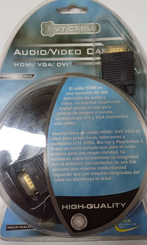 Cable Vga Plug 3 Metros Sd 318 A Contactos De Oro 24k