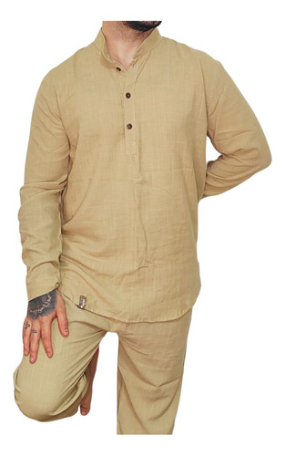 Conjunto De Lino (camisa + Pantalon) Camel