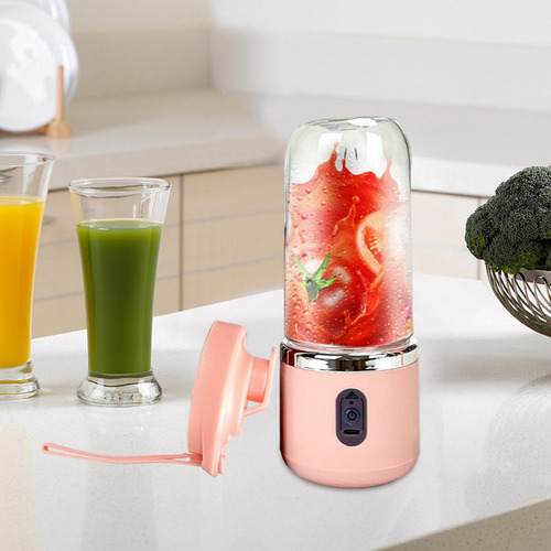 = Mini Liquidificador Portátil 40w 6 Lâminas Copo Vidro