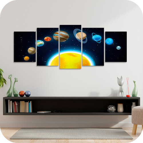 Cuadro Sistema Solar Planetas Galaxia Astrologia Universo Full Color Negro