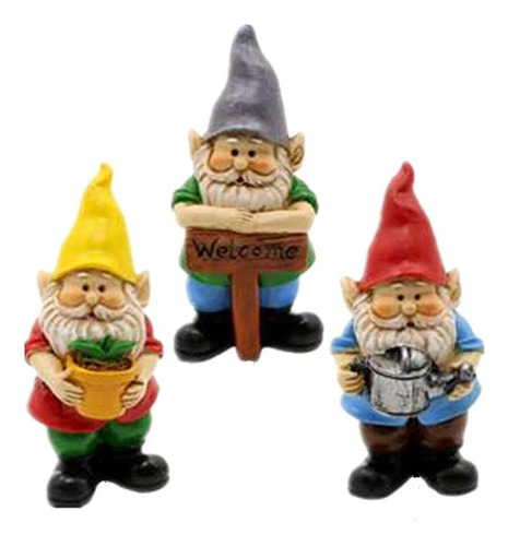 Juego De Figuritas De Gnomos Miniatura De 3 Pequeños J...