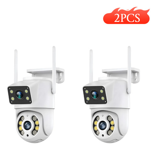 Kit 2 Câmeras Segurança 360° Sensor Movimento Lentedupla