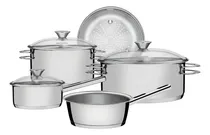 Comprar Juego de Utensilios de Cocina Tramontina Solar Inox de 5 piezas con tapa de vidrio