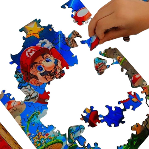 Quebra-cabeça Super Mario Em Madeira Com 90 Peças Temática
