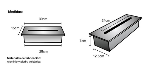 Imagen 6 de 9 de Quemador Para Bio Chimenea Etanol - Alcohol 30cm Inoxidable