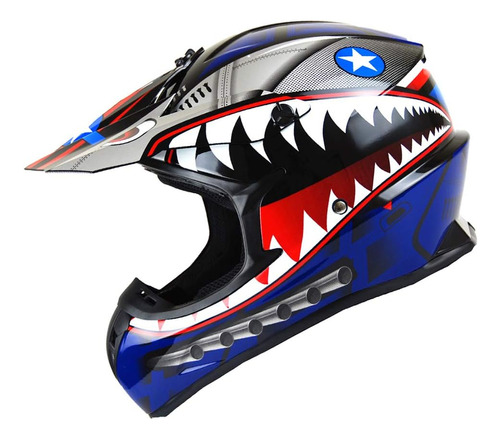 Casco Para Moto 1storm Monster Shark Style Talla M Azul