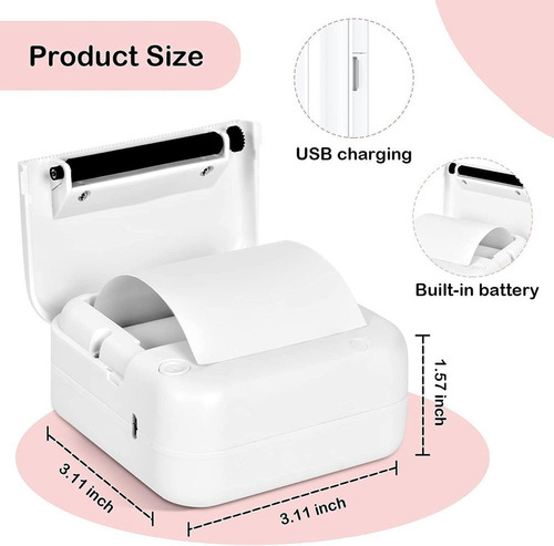 .. Mini Impresora Térmica De Bolsillo Bluetooth Inalámbrico