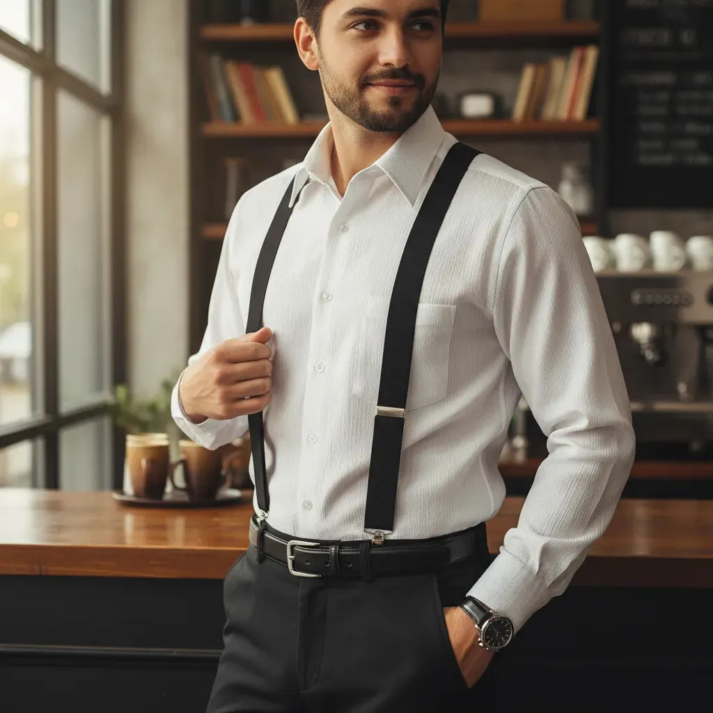 Suspensório Adulto Preto - Feminino Masculino Ajustável
