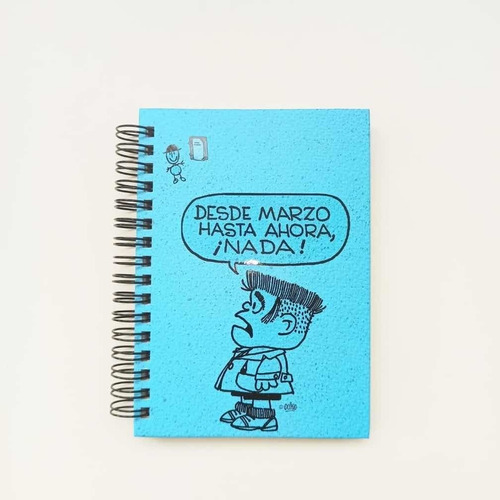 Cuaderno A6 Rayado Mafalda Educacion Celeste - Tapa Dura