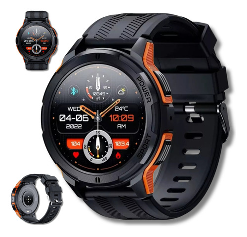 Smartwatch Carbn Scout 1atm A Pronta No Brasil! Caixa Preto/laranja Pulseira Preto Bisel Preto Desenho Da Pulseira Militar Mesh