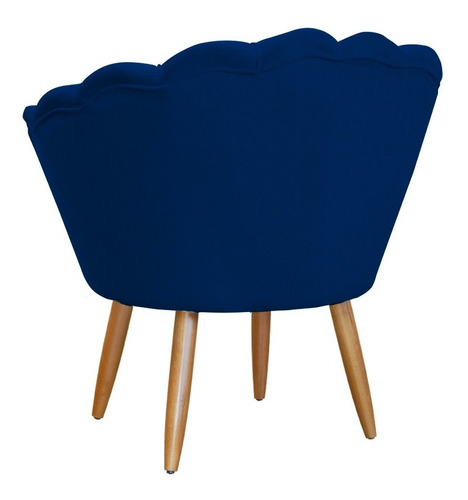 Poltrona Pétala Girassol Para Sala Quarto Escritório Suede Cor Azul-marinho