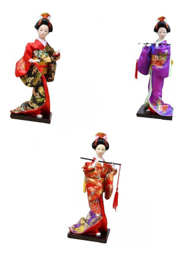 3 Uds. Estatua De 27cm Para Niñas, Geisha Asiática Para