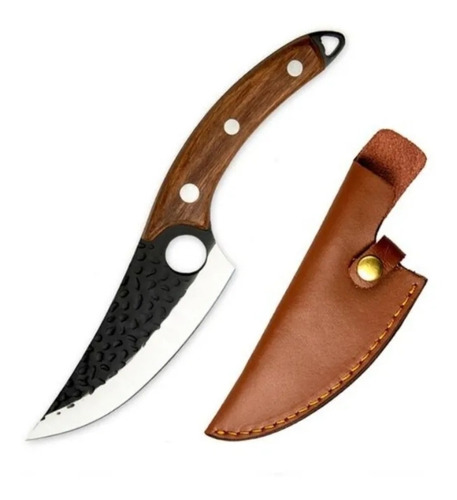 Cuchillo Parrillero Carnicero Forjado A Mano Mango Madera