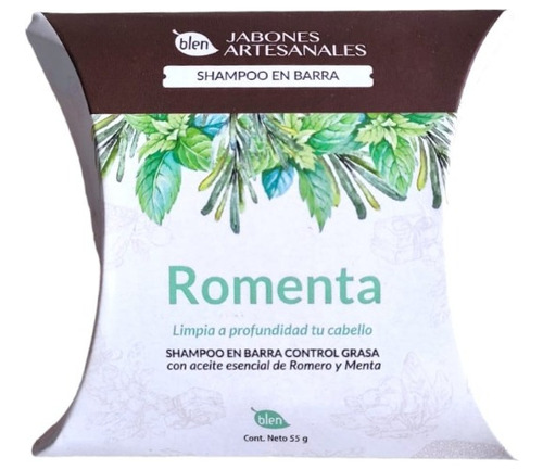 Shampoo Barra Blen Romenta Sin Siliconas 55g Limpia Y Cuida