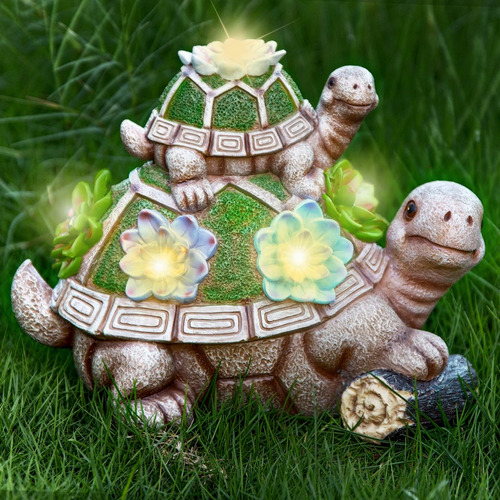 Lunsy Estatua Jardin Figura Tortuga Escultura Solar 5 Luz