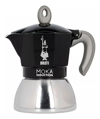 Cafeteira italiana preta Bialetti Induction Moka de 4 poços