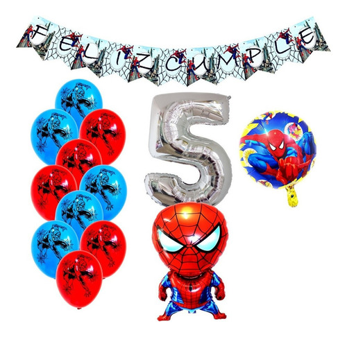 Combo Kit Globos Spiderman+numero70cm+impresos