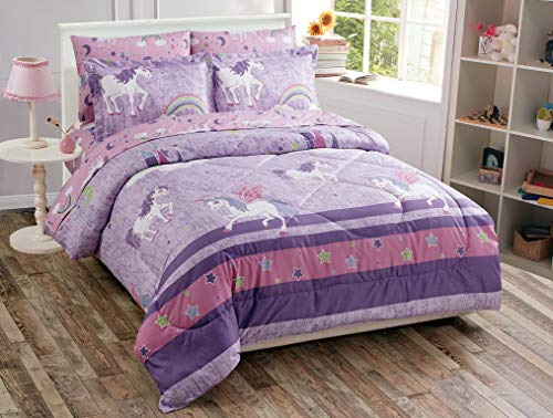 Better Home Style Purple Pink Unicorn Printed Fun Design Jue