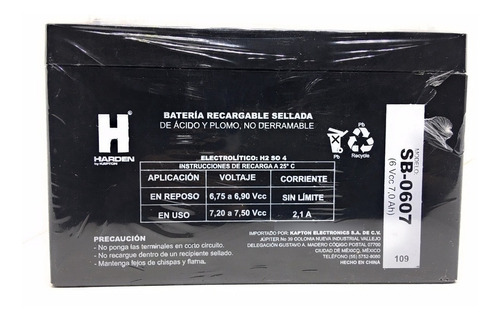 Batería Recargable Sellada 6v-7a 