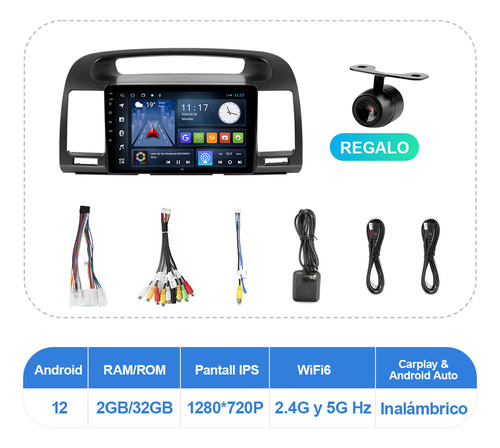 Estéreo 2+32g Para Toyota Camry 2002-2006 Gps Carplay Wifi