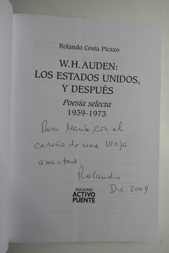 W. H. Auden: Los Estados Unidos ,y Después. Poesía Selecc224