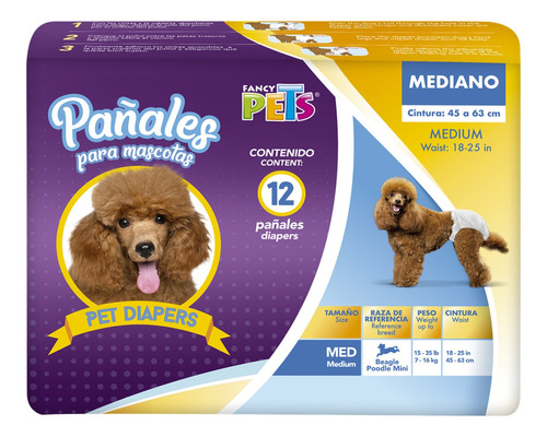 Fancy Pets Pañales Para Perro Tamaño Mediano 12 Pzas