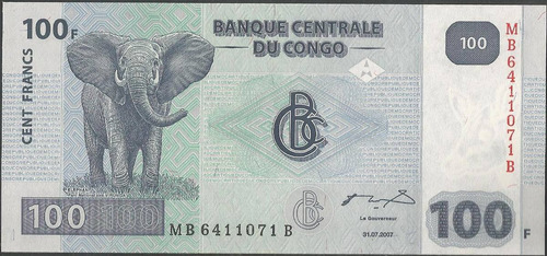 Congo Rep Democratica , 100 Francs 31 Jul 2007 P98a