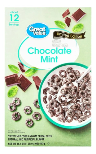 Cereal De Donitas De Chocolate Con Menta Importado 467g Kosh