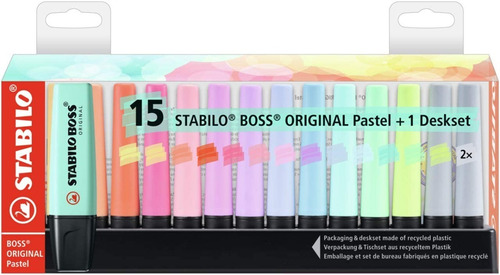 Resaltador Stabilo Boss X 15 Colores Pastel