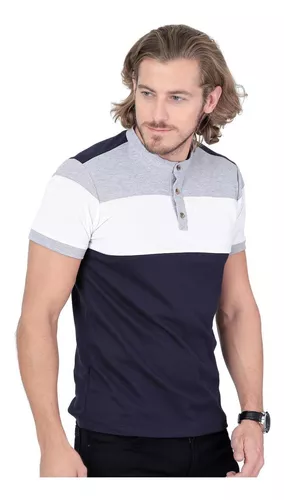 Remera Hombre Deportiva Tiempo Libre LINEAS -Azul Marino 