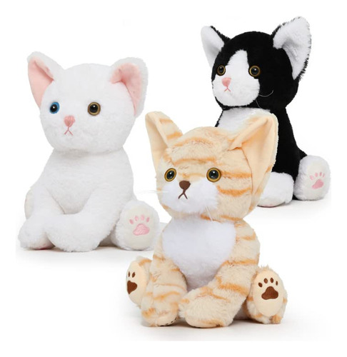 Karister 3 Gatos De Peluche, Juguete De Gato Atigrado Dorado