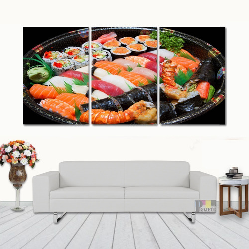 Quadros Decorativo Barca De Sushi Comida 120x60 Lindo N4