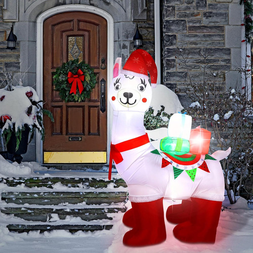Hiboom De 6 Pies De Altura Llama De Navidad Inflable Con Led