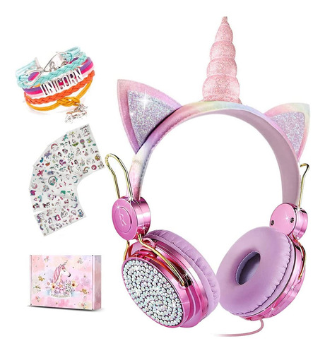 Auriculares Rosas Unicornios Con Cable