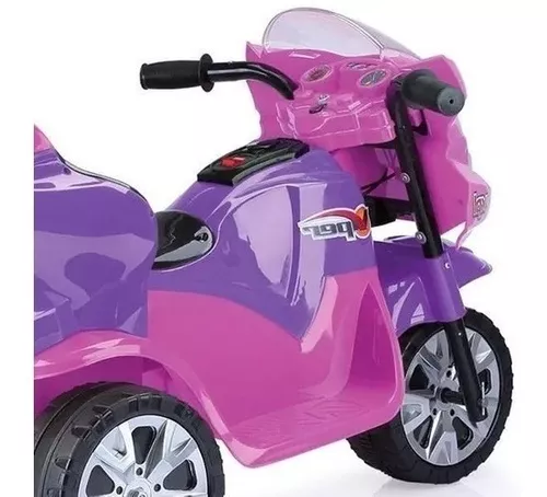 Mini Moto Eletrica Infantil Triciclo Pink Com Capacete - 12v